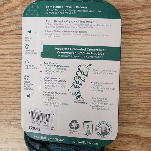 SockWell NWT Compression Socks Circulator Design - Picture 3 of 4